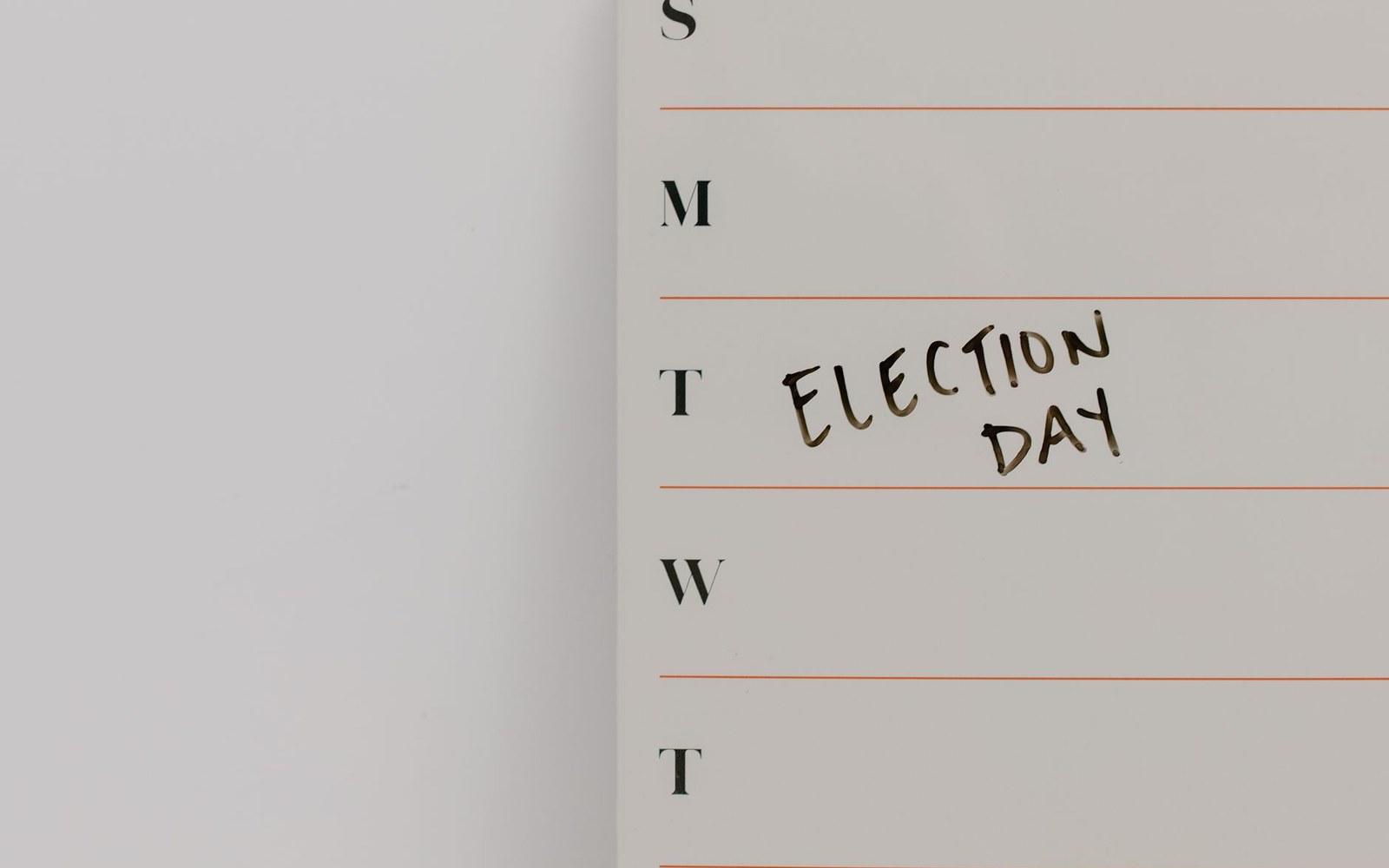 Weekly planner page with "election day" handwritten next to the Tuesday row